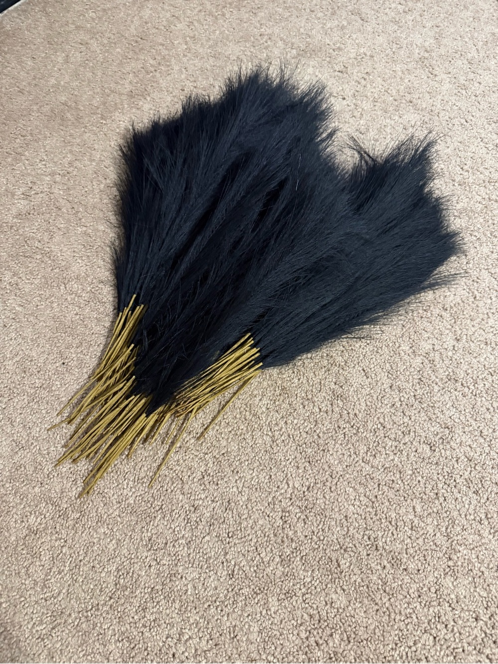 Black Decorative Pampas Grass Bundle with Gold Stems